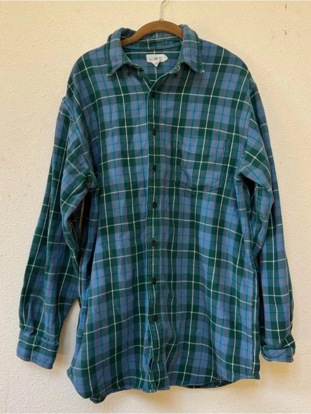 J.Crew vintage blue plaid heavyweight cotton button up - Picture 2 of 5